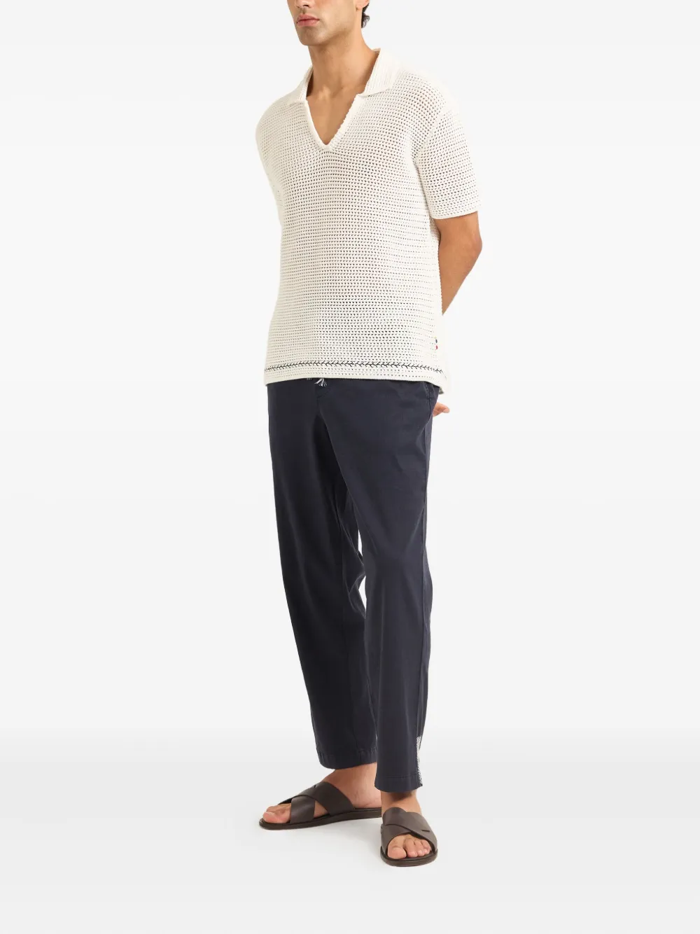 Orlebar Brown batten-stitch open-knit polo shirt - Wit