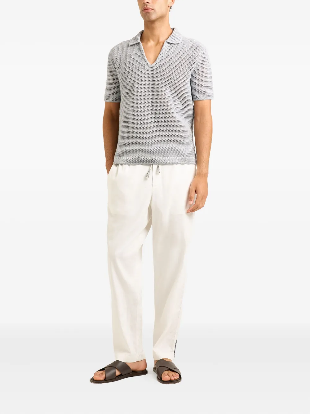 Orlebar Brown Batten stitch polo shirt - Grijs