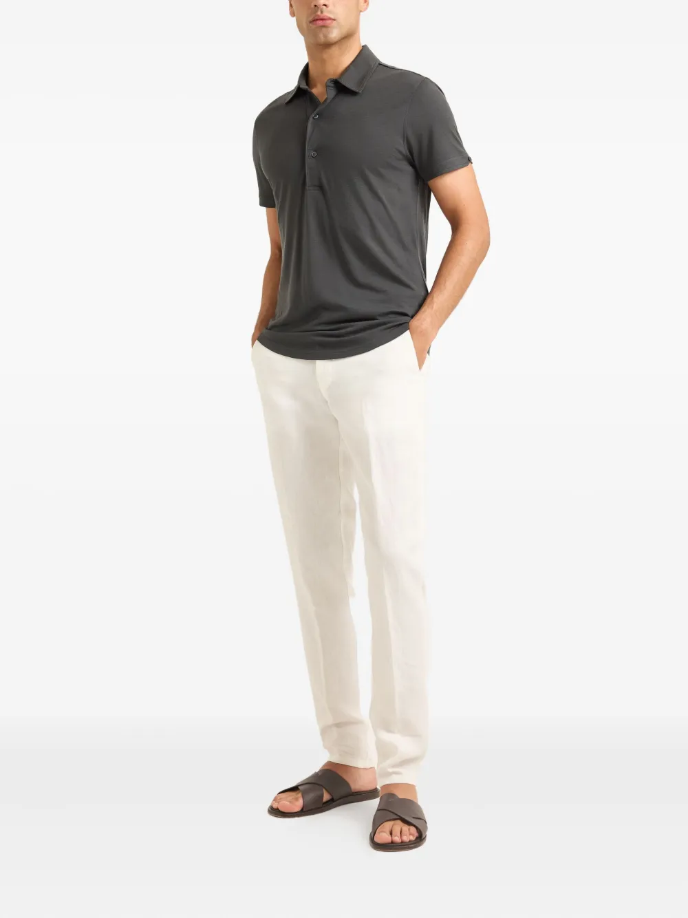 Orlebar Brown Sebastian Merino Polo Shirt In Gray