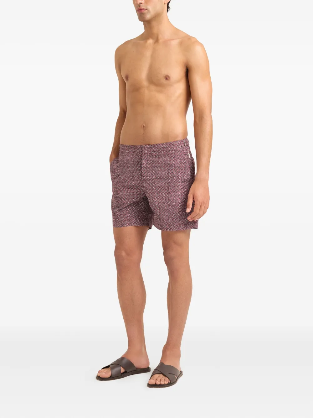 Orlebar Brown Bulldog ripcord-pattern swim shorts Rood