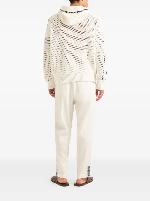 Orlebar Brown Kirk stitch-detail open-knit Hoodie | White | FARFETCH