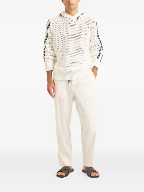 Orlebar Brown Kirk stitch-detail open-knit Hoodie | White | FARFETCH