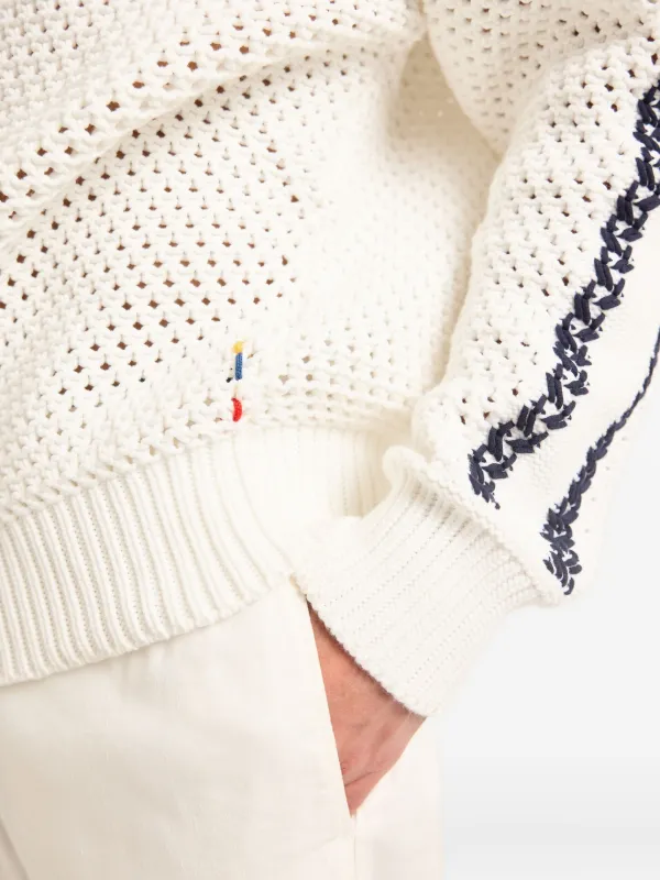 Orlebar Brown Kirk stitch-detail open-knit Hoodie | White | FARFETCH
