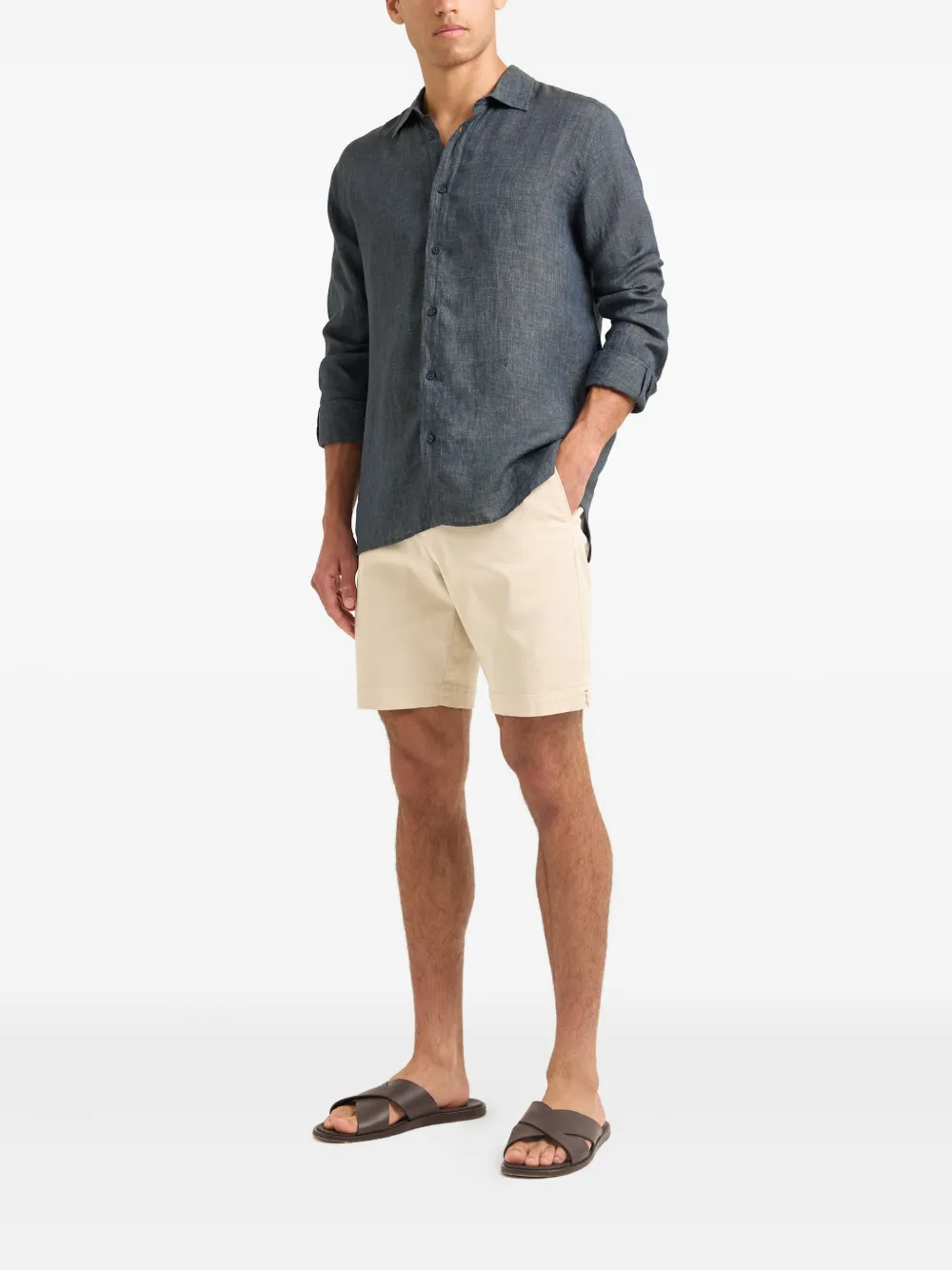 Orlebar Brown Shorts van stretch-katoen met ceintuur - Beige