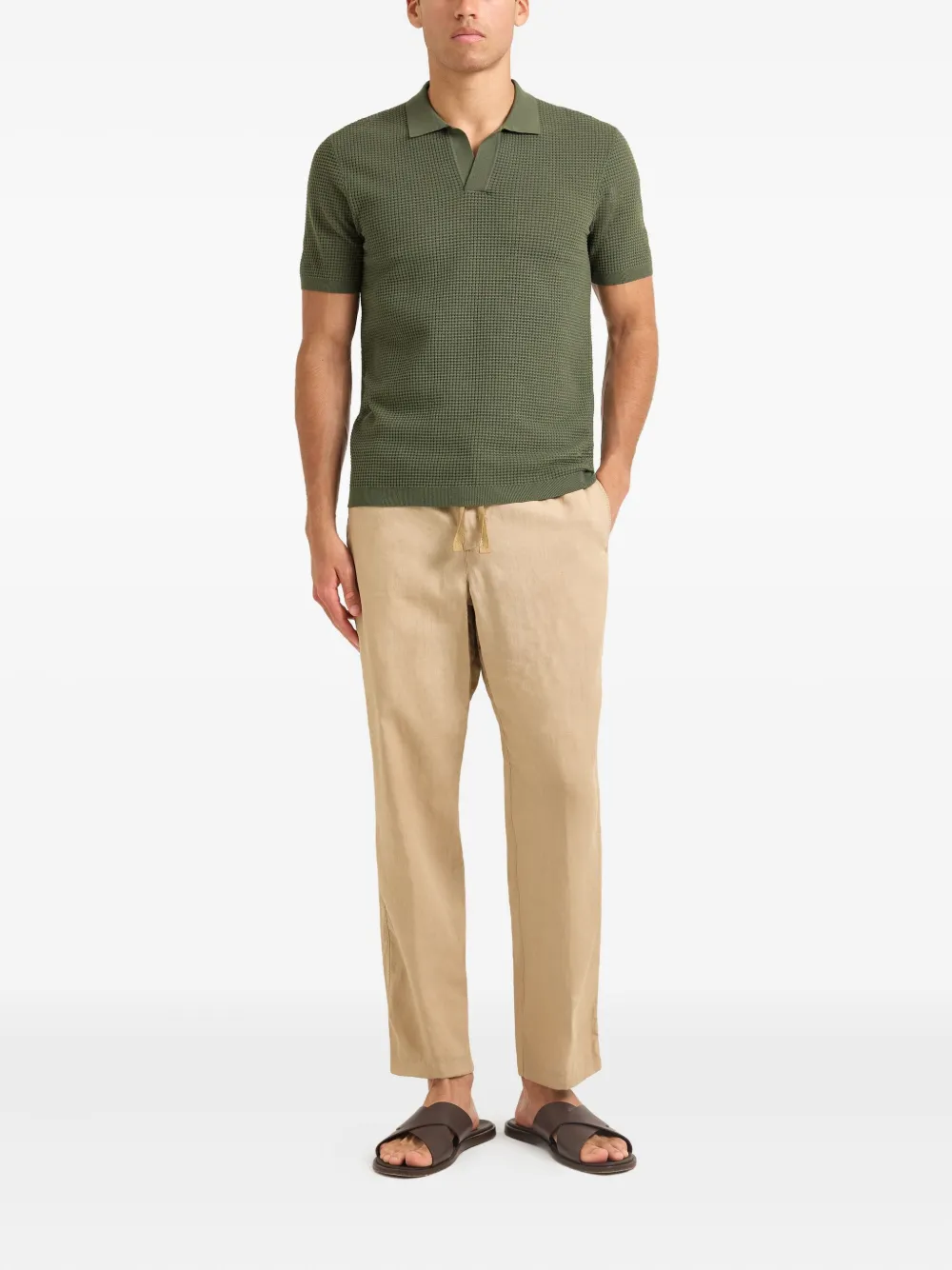 Orlebar Brown Roddy Waffle-knit T-shirt In Green