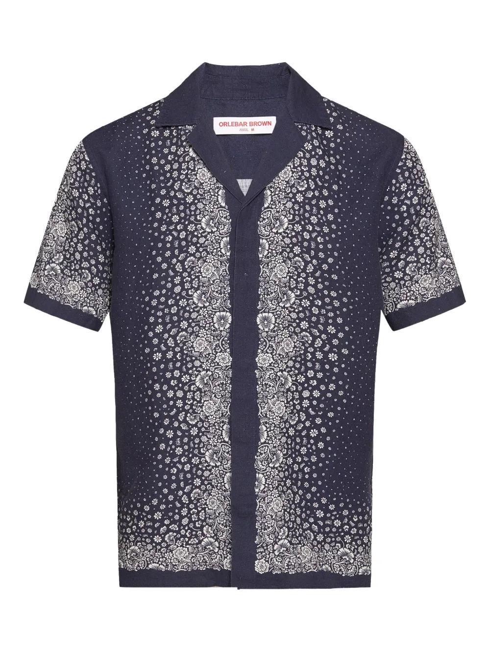 Orlebar Brown Maitan linnen overhemd met bloemenprint Blauw