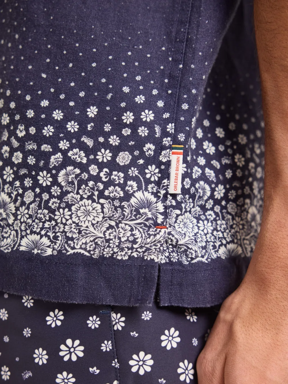 Orlebar Brown Maitan linnen overhemd met bloemenprint Blauw