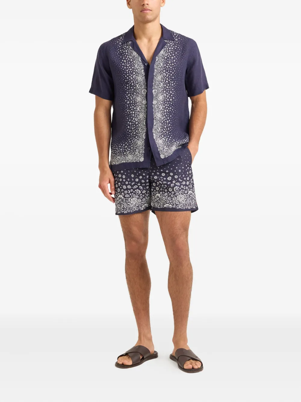 Orlebar Brown Maitan floral-print linen shirt - Blauw