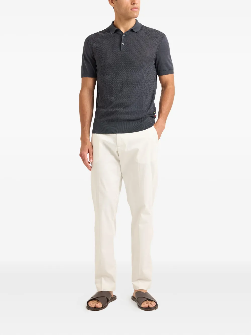 Orlebar Brown Burnham poloshirt van zijde-katoenblend met textuur - Grijs