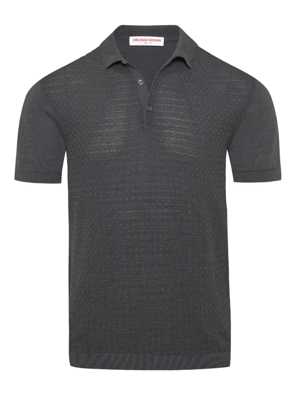 Orlebar Brown Burnham textured silk-cotton polo shirt | Grey | Image 1