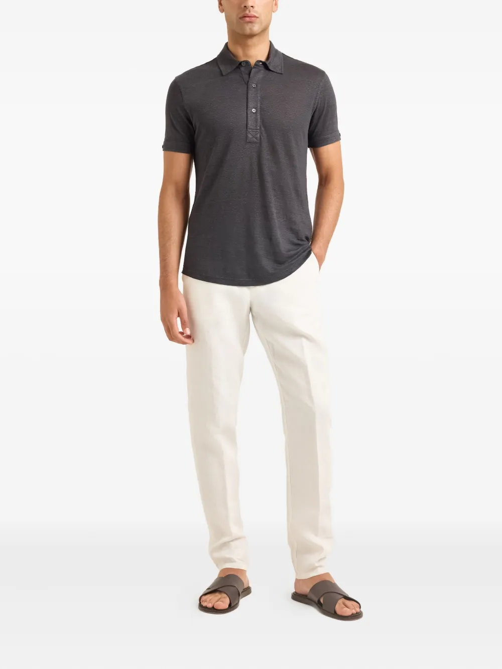 Orlebar Brown Sebastian linen short-sleeve polo shirt - Grijs
