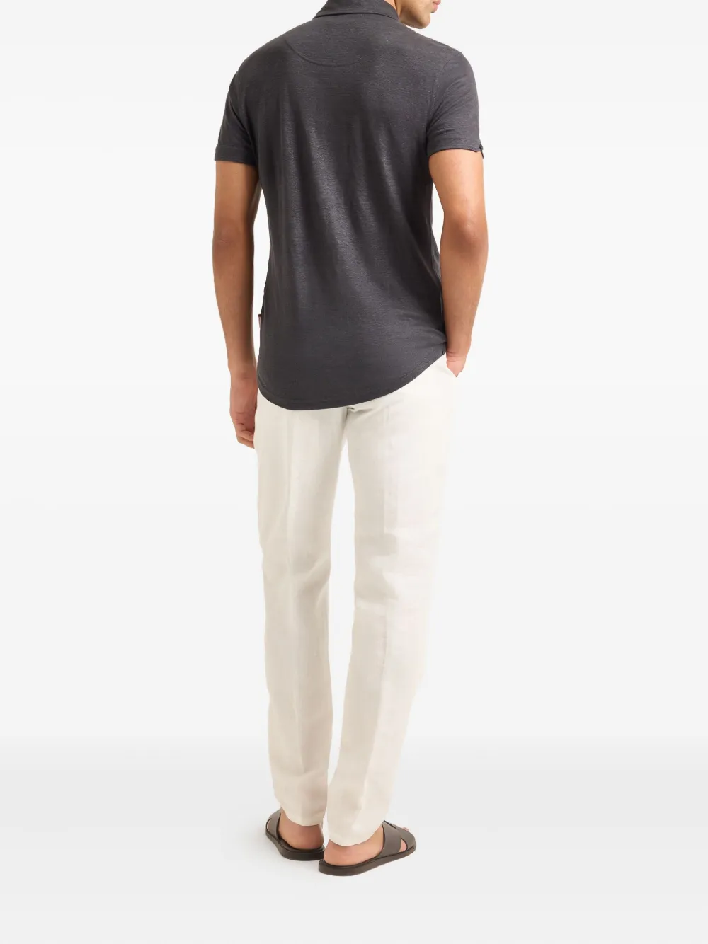 Orlebar Brown Sebastian linnen poloshirt met korte mouwen Grijs