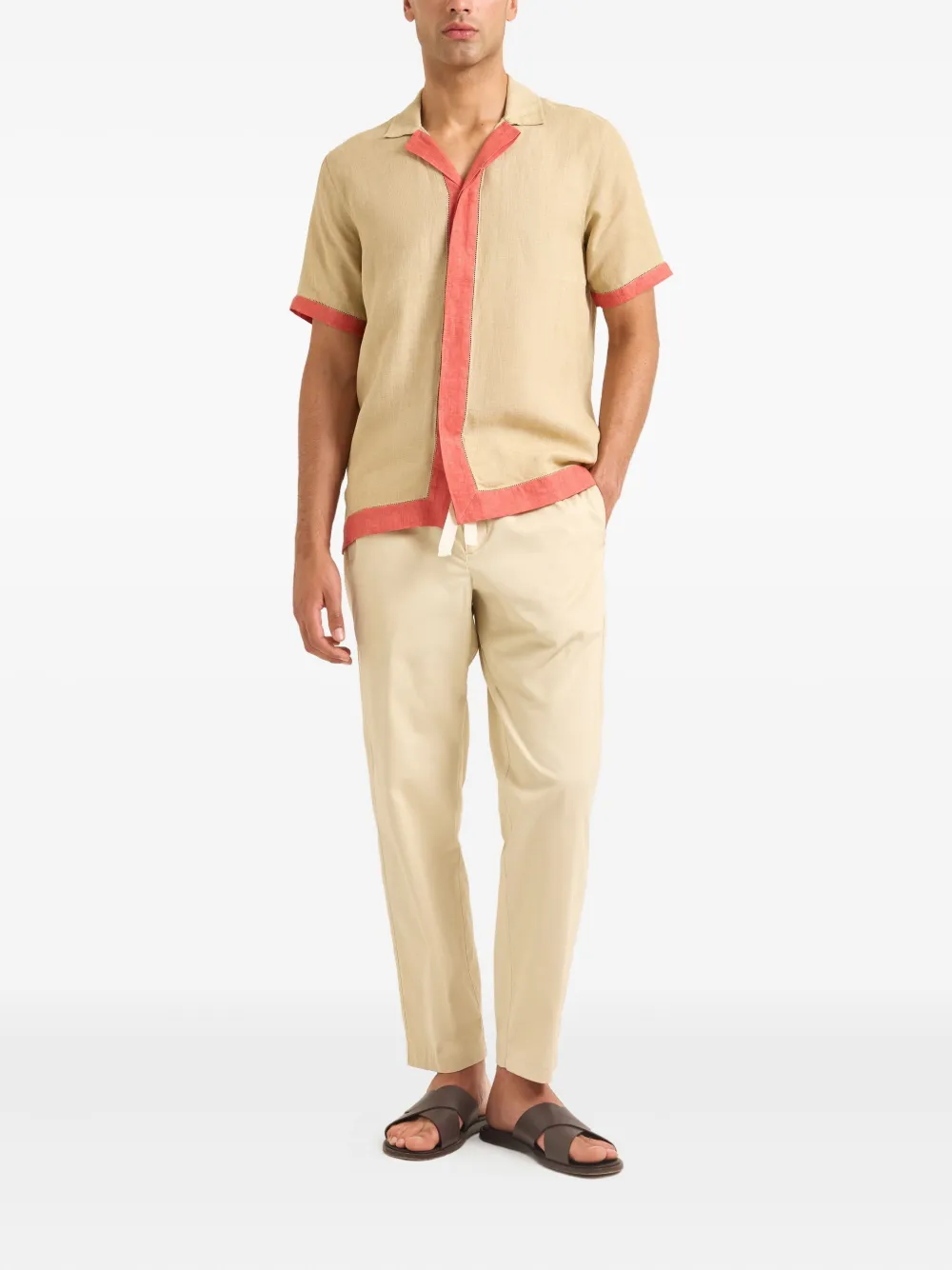Orlebar Brown Maitan linen contrast-trim shirt - Beige