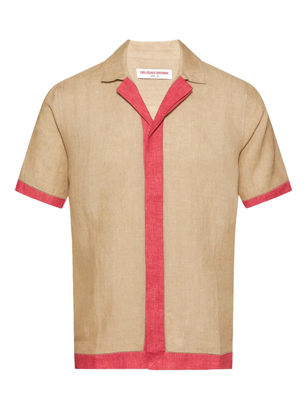 Orlebar Brown Maitan linnen overhemd met contrasterende afwerking Beige