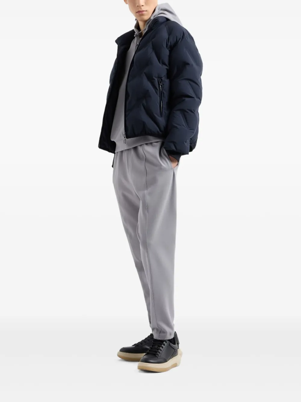 Emporio Armani Hoodie met halve rits Grijs