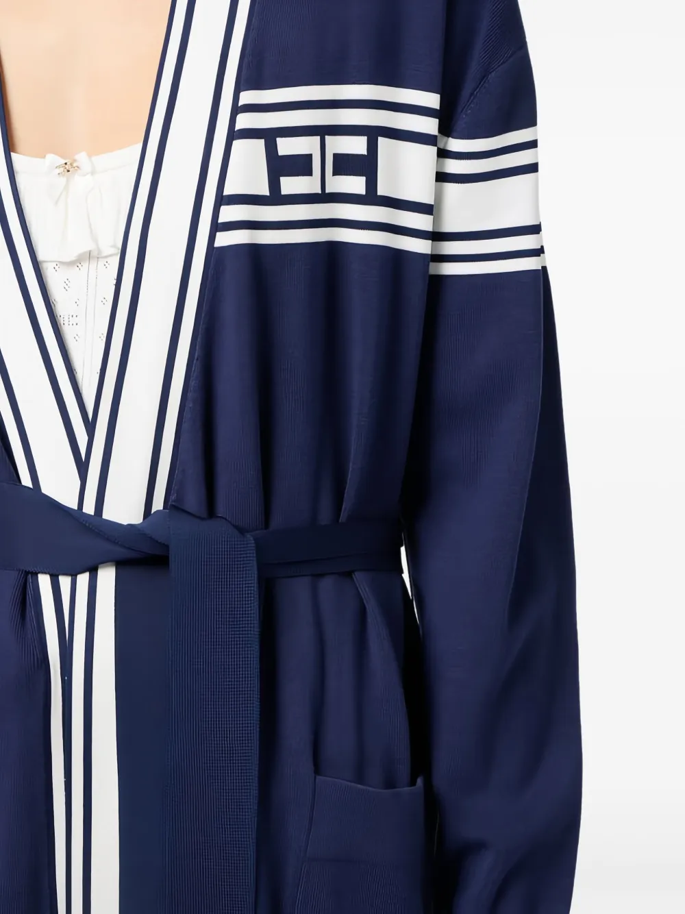 Elisabetta Franchi Vest met ceintuur Blauw