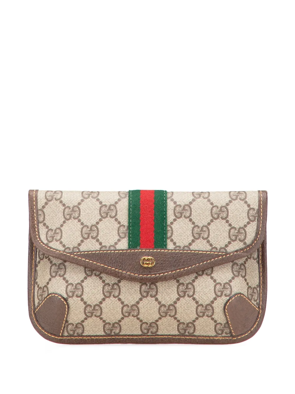Gucci Pre-Owned 20th Century GG Supreme Web pouch - ブラウン Gucci Pre-Owned 20th Century GG Supreme Web pouch - ブラウン
