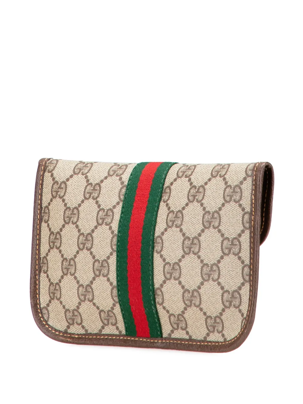 Pre-owned Gucci 20th Century Gg Supreme Web Pouch In Brown