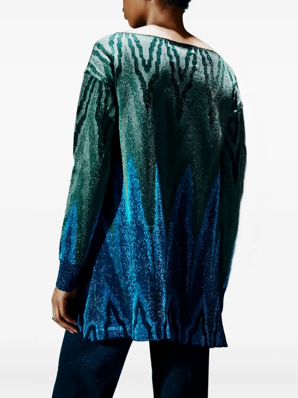  Circus Hotel Zigzag-pattern Lamé Jumper - Blue 