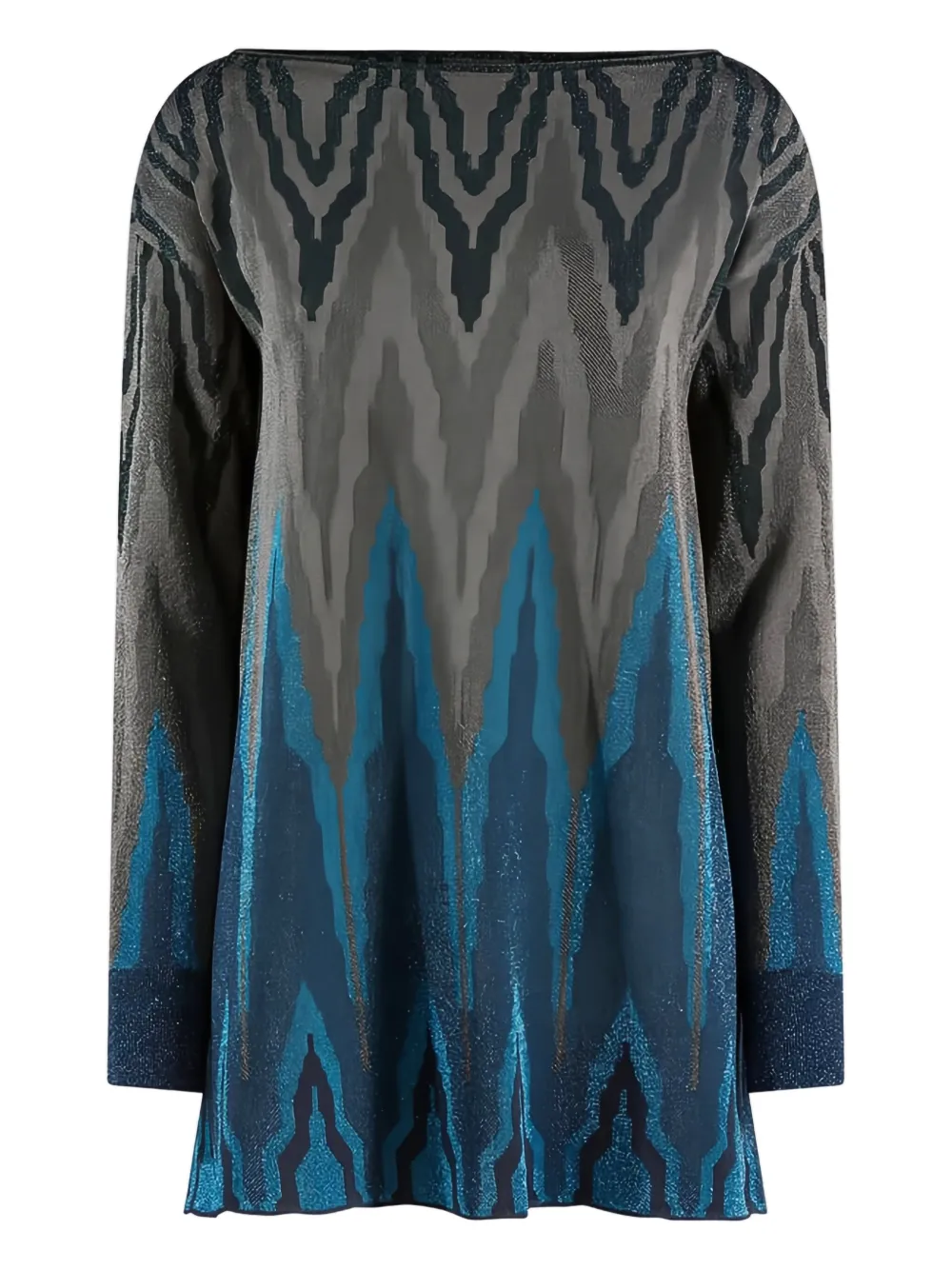 Circus Hotel zigzag-pattern lamé jumper - Blu