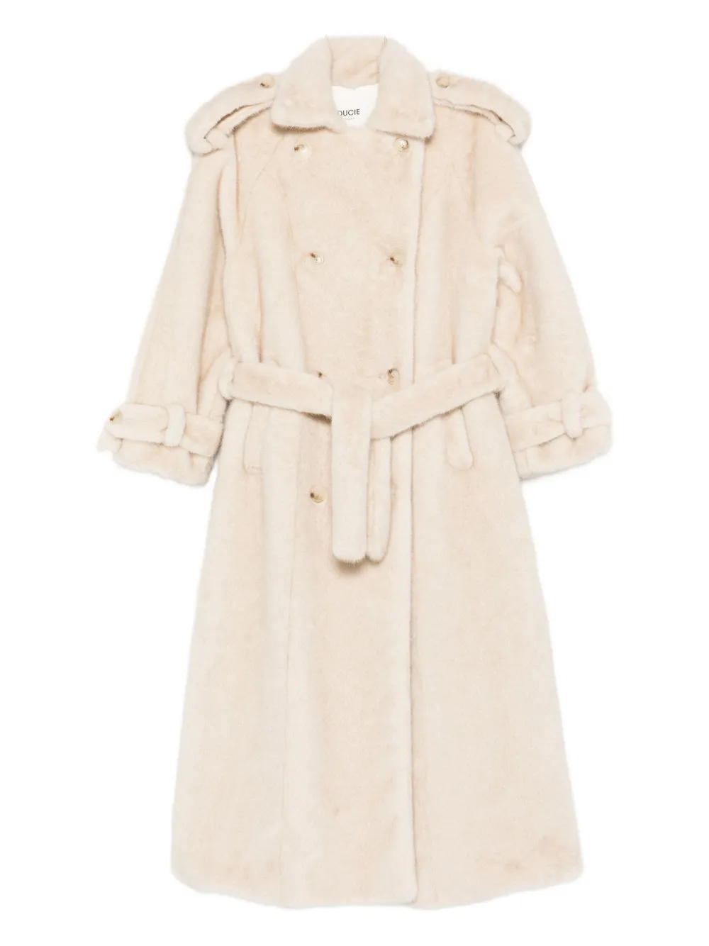 Ducie Thalia Double-breasted Faux Fur Coat In Neutral