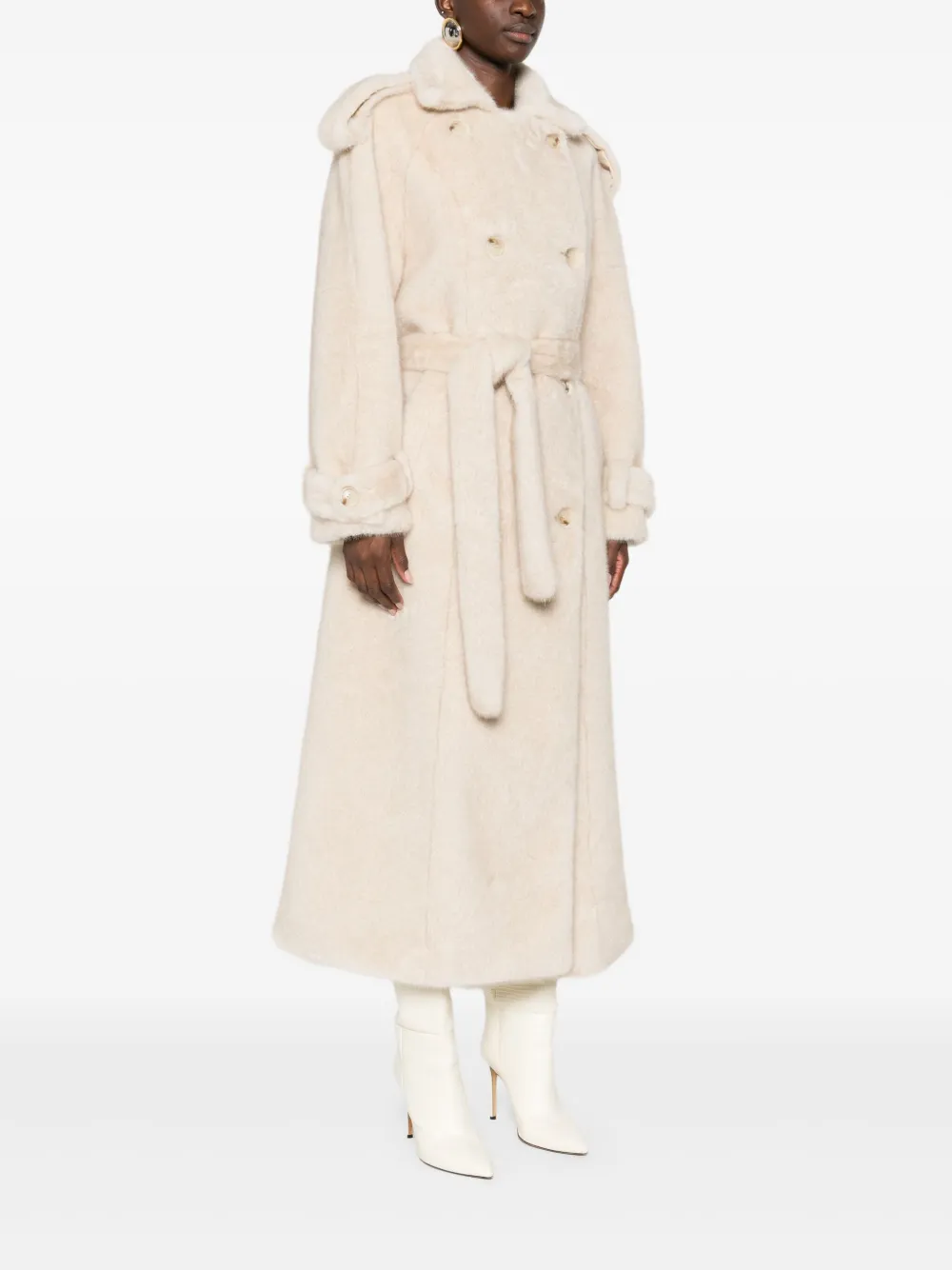  Ducie Thalia Double-breasted Faux Fur Coat - Neutrals 