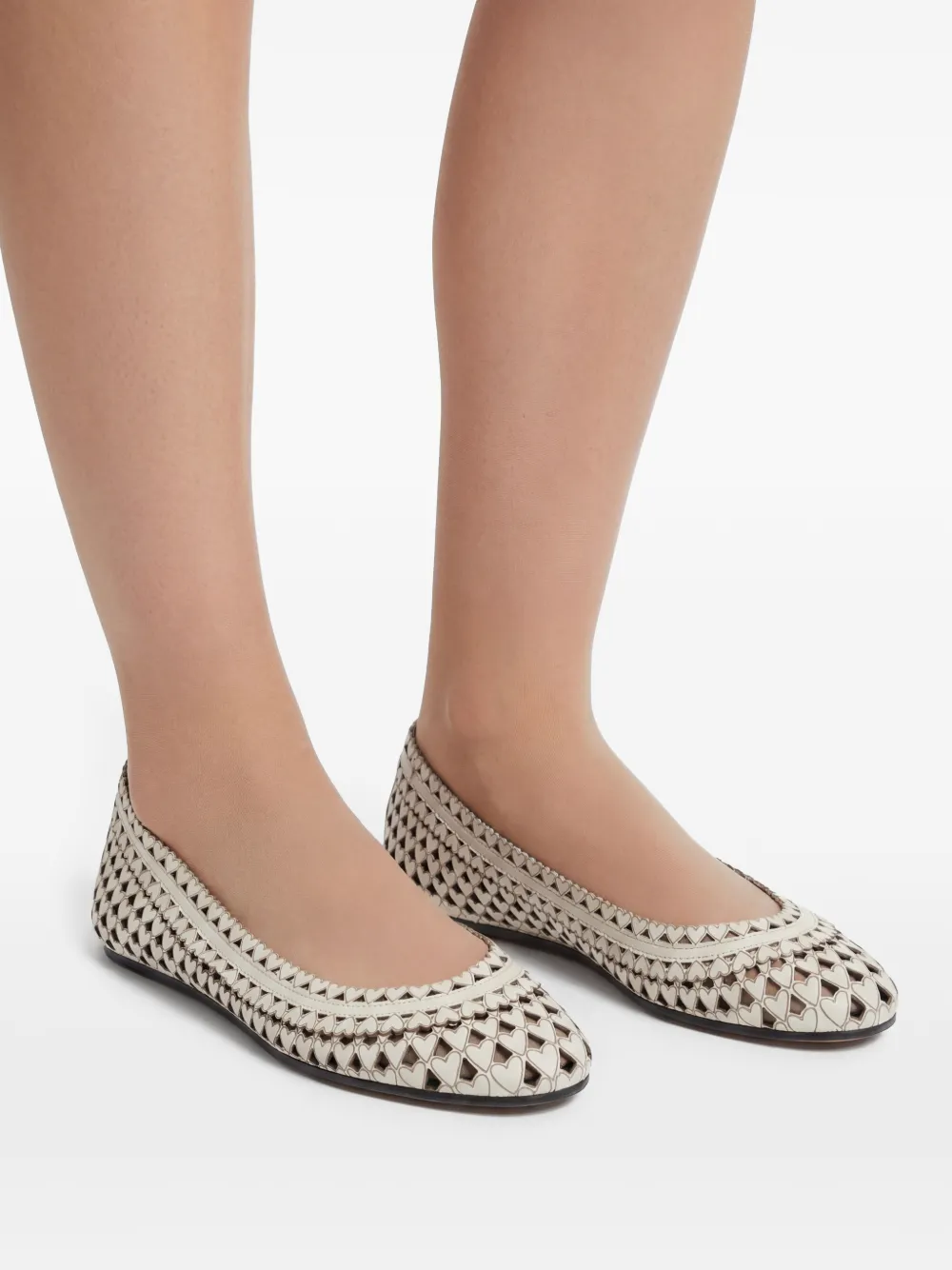 ISABEL MARANT Belni leren ballerina's Wit