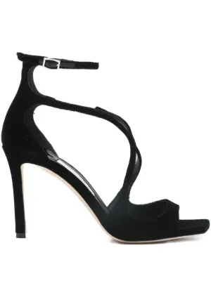 Jimmy Choo Azia 95mm スクエアトゥ サンダル | ブラック | FARFETCH JP