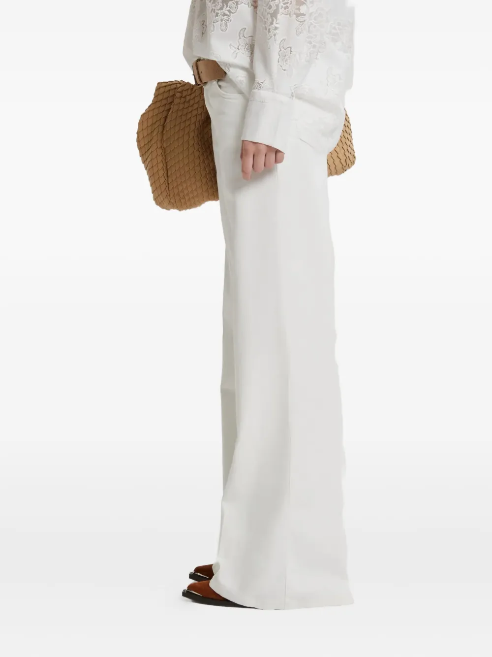Ermanno Firenze Flared Cotton Jeans In White