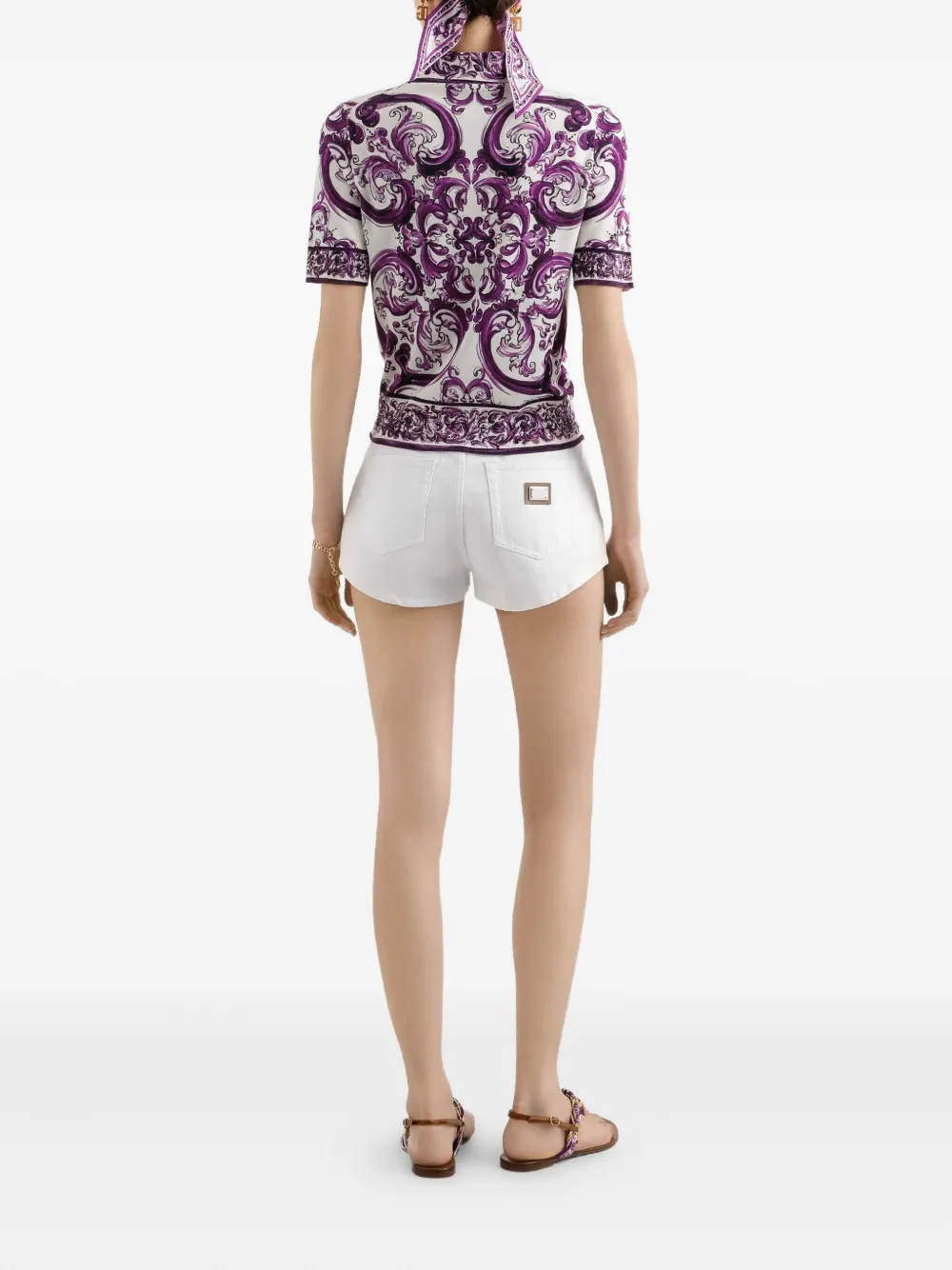 Dolce & Gabbana Poloshirt met Maiolica-print Wit