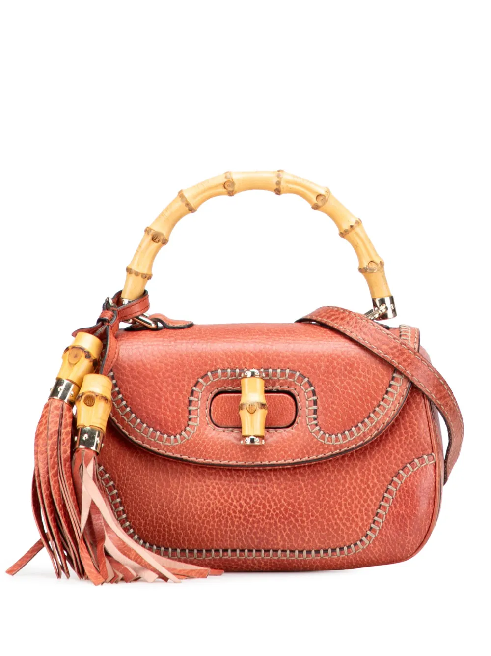 Gucci Pre-Owned 2000-2015 スモール レザー ニューバンブー サッチェルバッグ - レッド Gucci Pre-Owned 2000-2015 スモール レザー ニューバンブー サッチェルバッグ - レッド