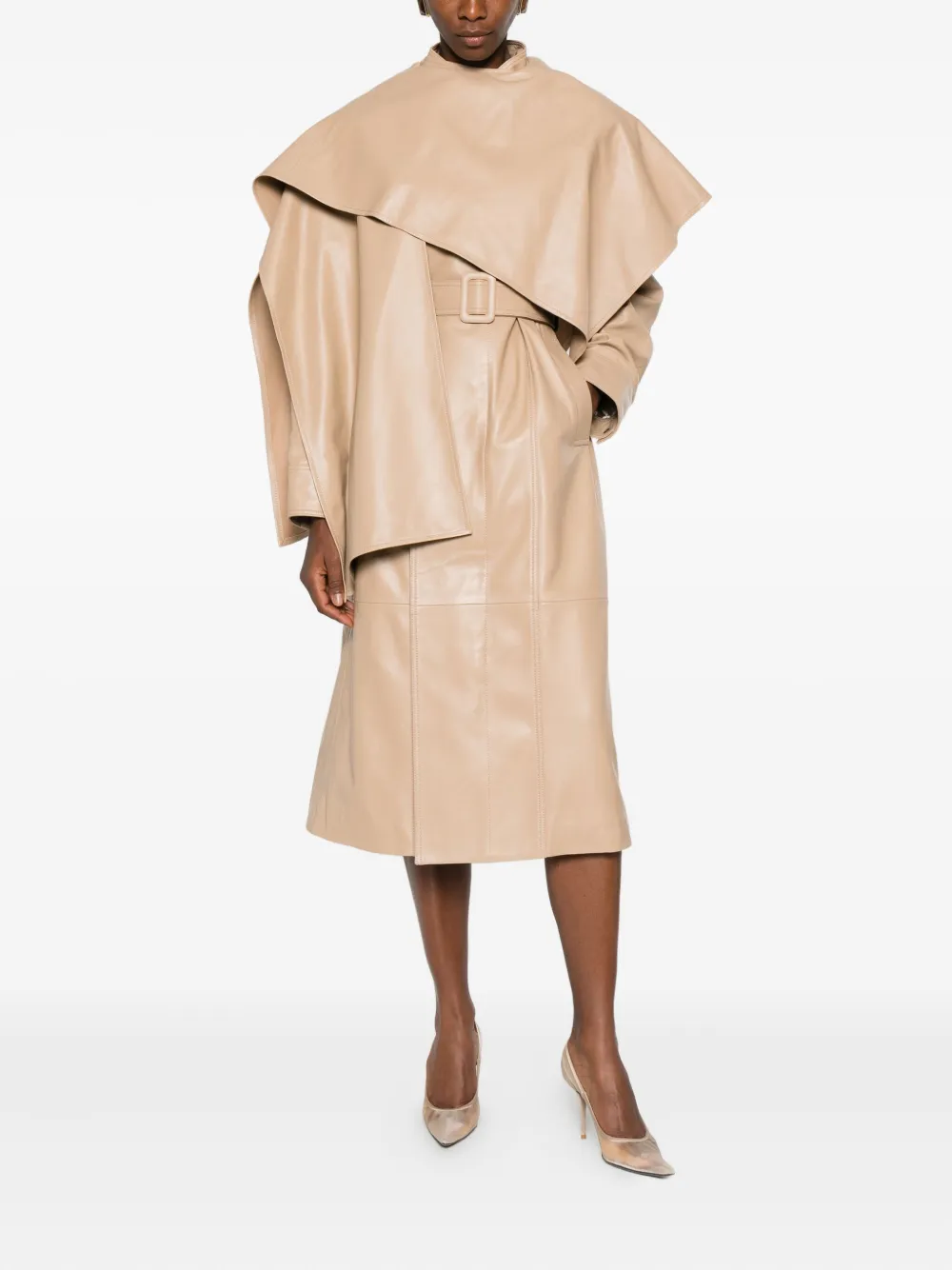 Ducie Nina Leather Coat In Neutral