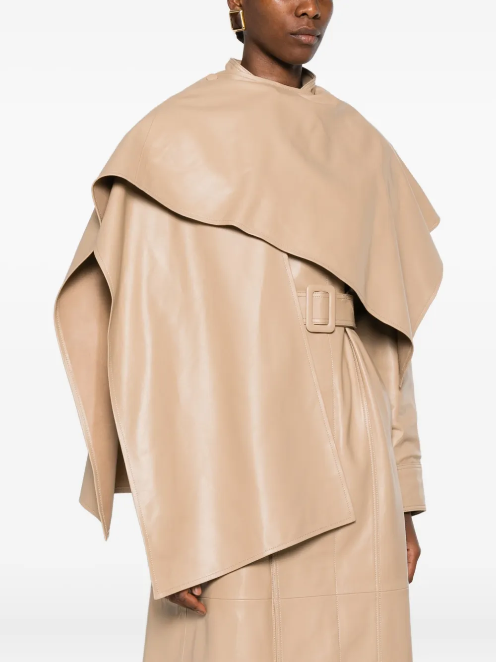 Ducie Nina Leather Coat In Neutral