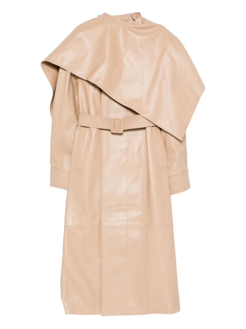 Ducie Nina Leather Coat In Neutral
