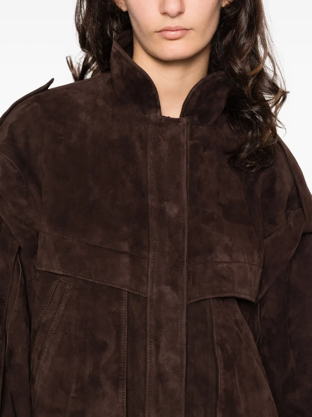 Ducie Stud-fastening Suede Jacket In Brown