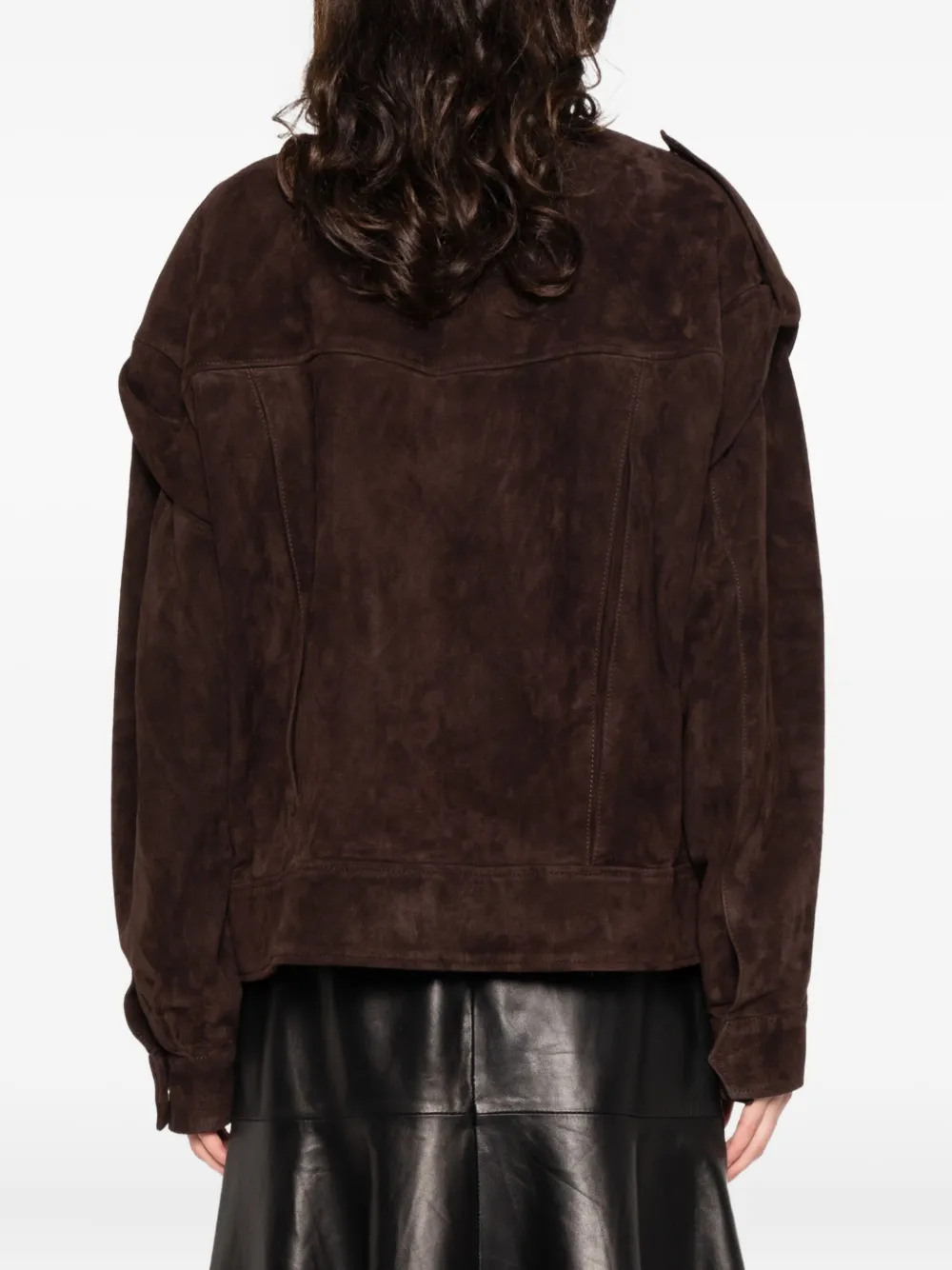 Ducie Stud-fastening Suede Jacket In Brown
