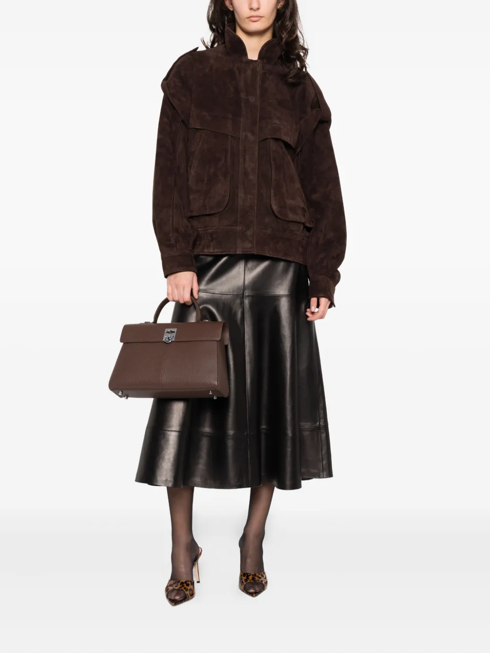 Ducie Stud-fastening Suede Jacket In Brown