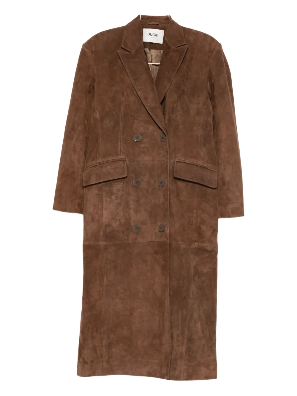 ducie Aggie double-breasted suede long coat - Marrone