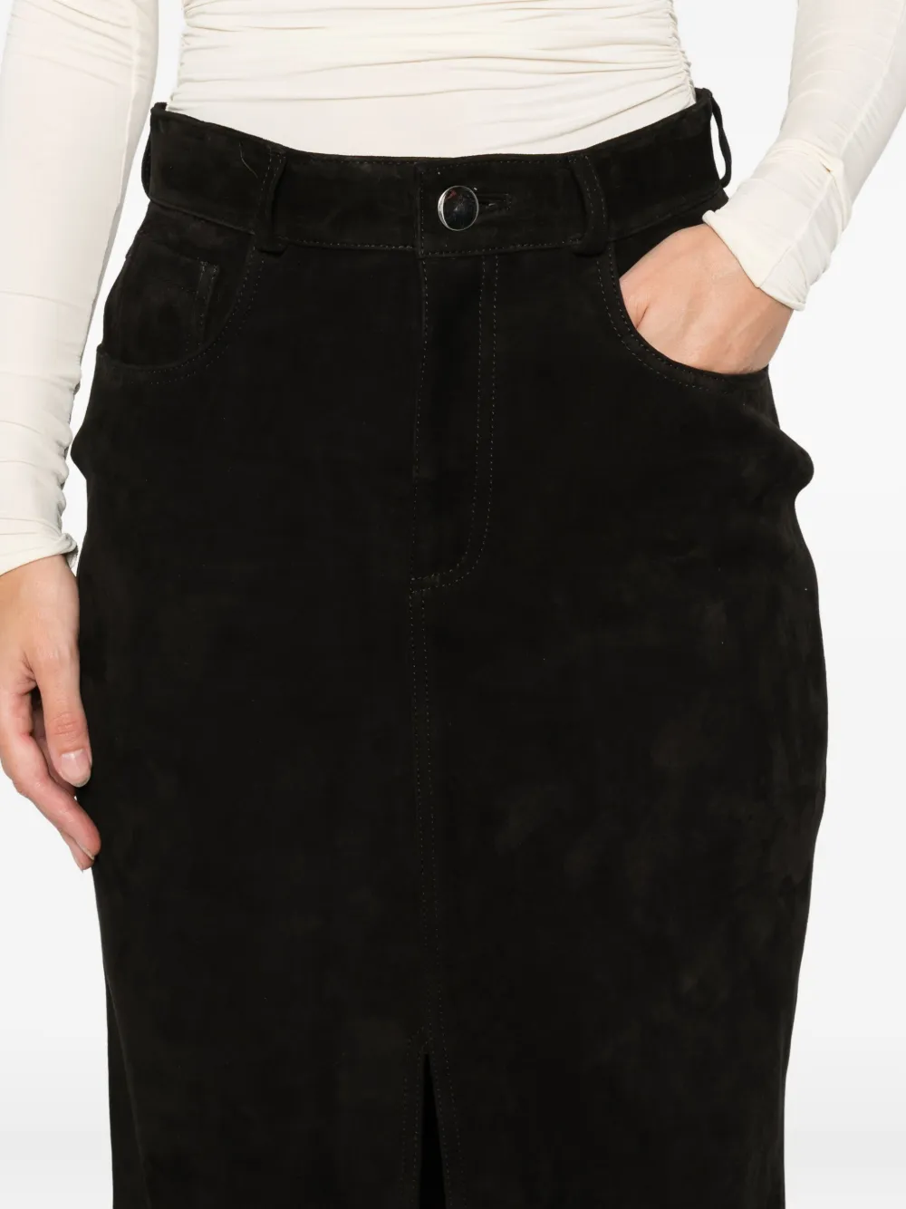 Ducie Chicago Suede Maxi Skirt In Black