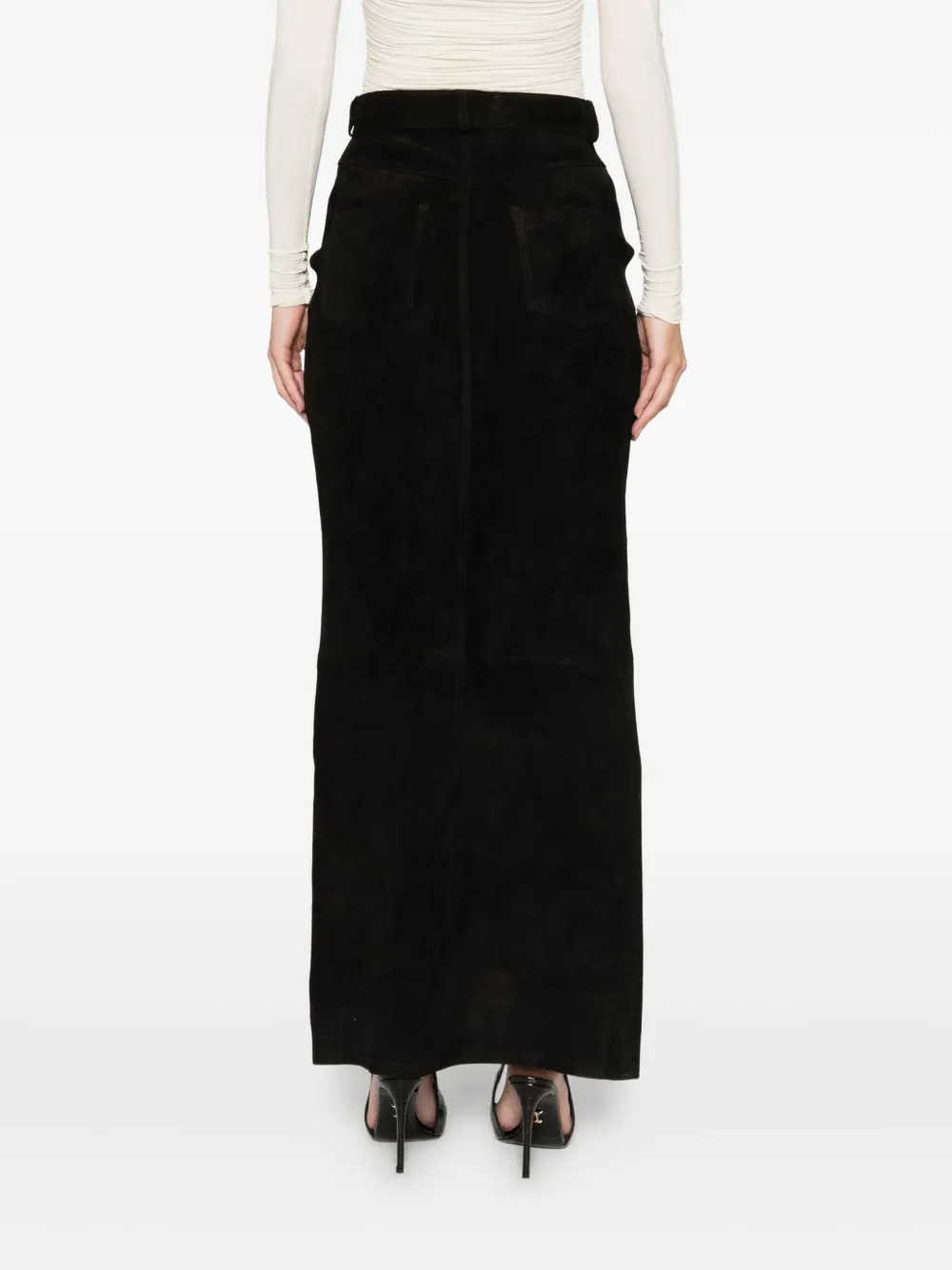 Ducie Chicago Suede Maxi Skirt In Black