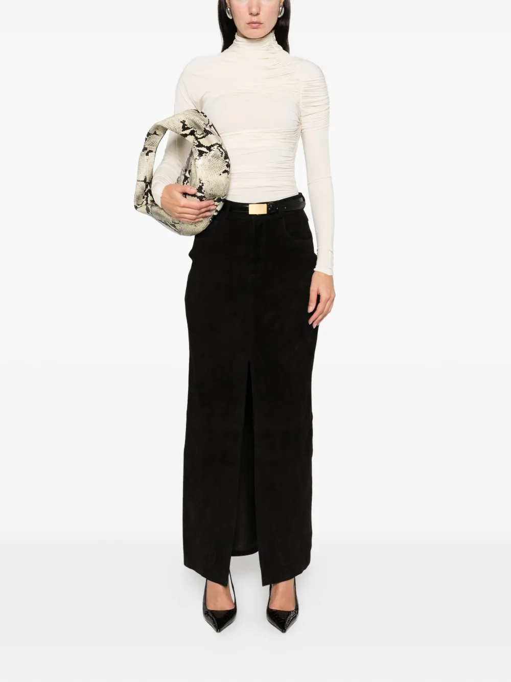 Ducie Chicago suède maxi-rok - Zwart