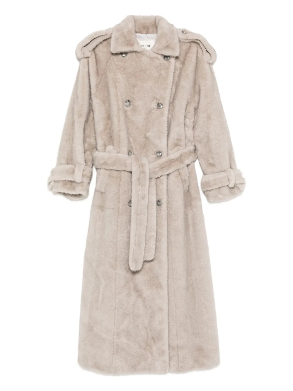 ducie Thalia double-breasted faux fur coat | Neutrals | Image 1