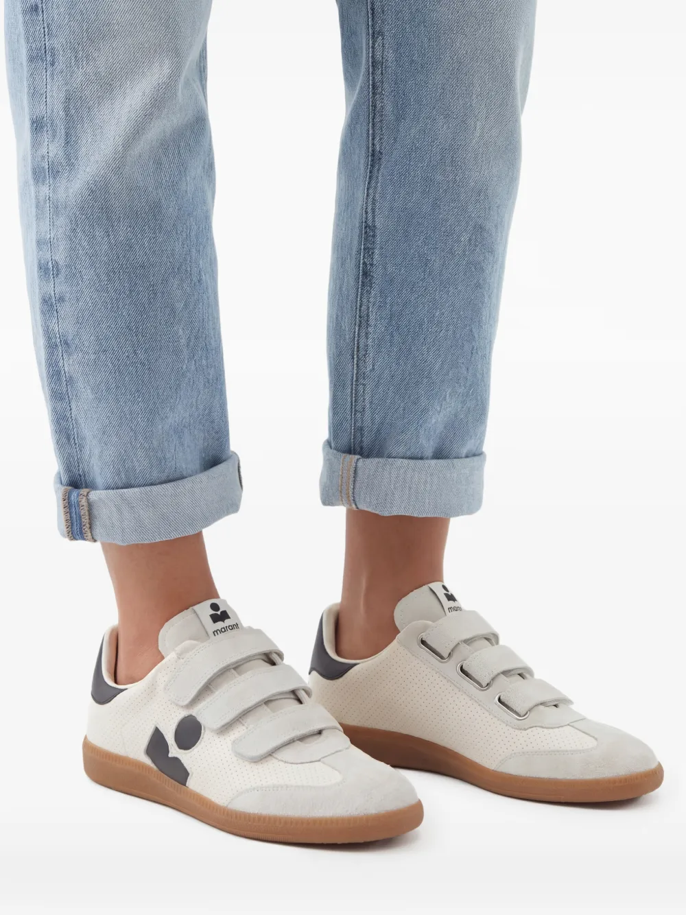 ISABEL MARANT Beth sneakers met geperforeerd logo Beige