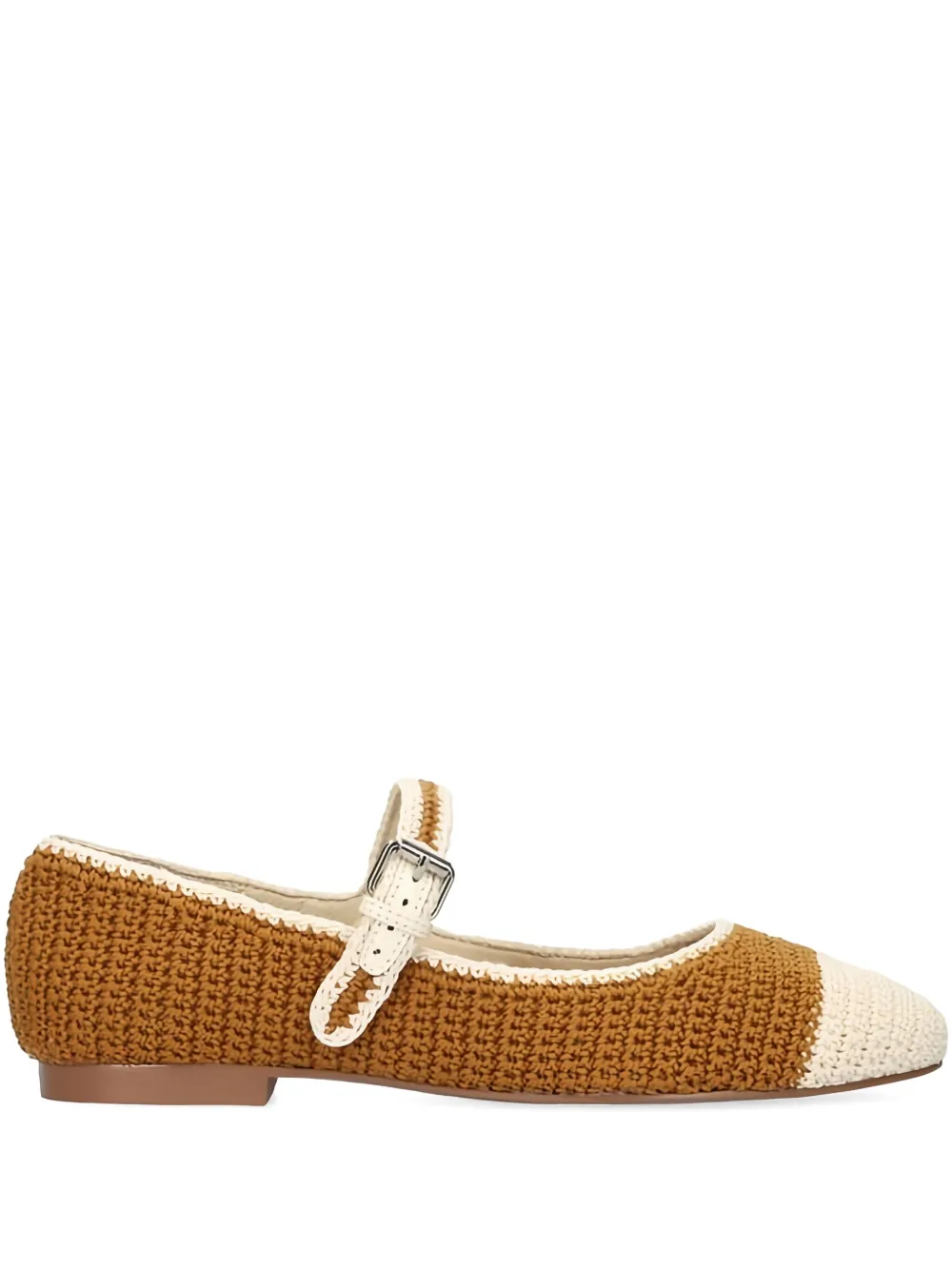 Bibi Lou Crochet Strap Ballet Flats In Brown