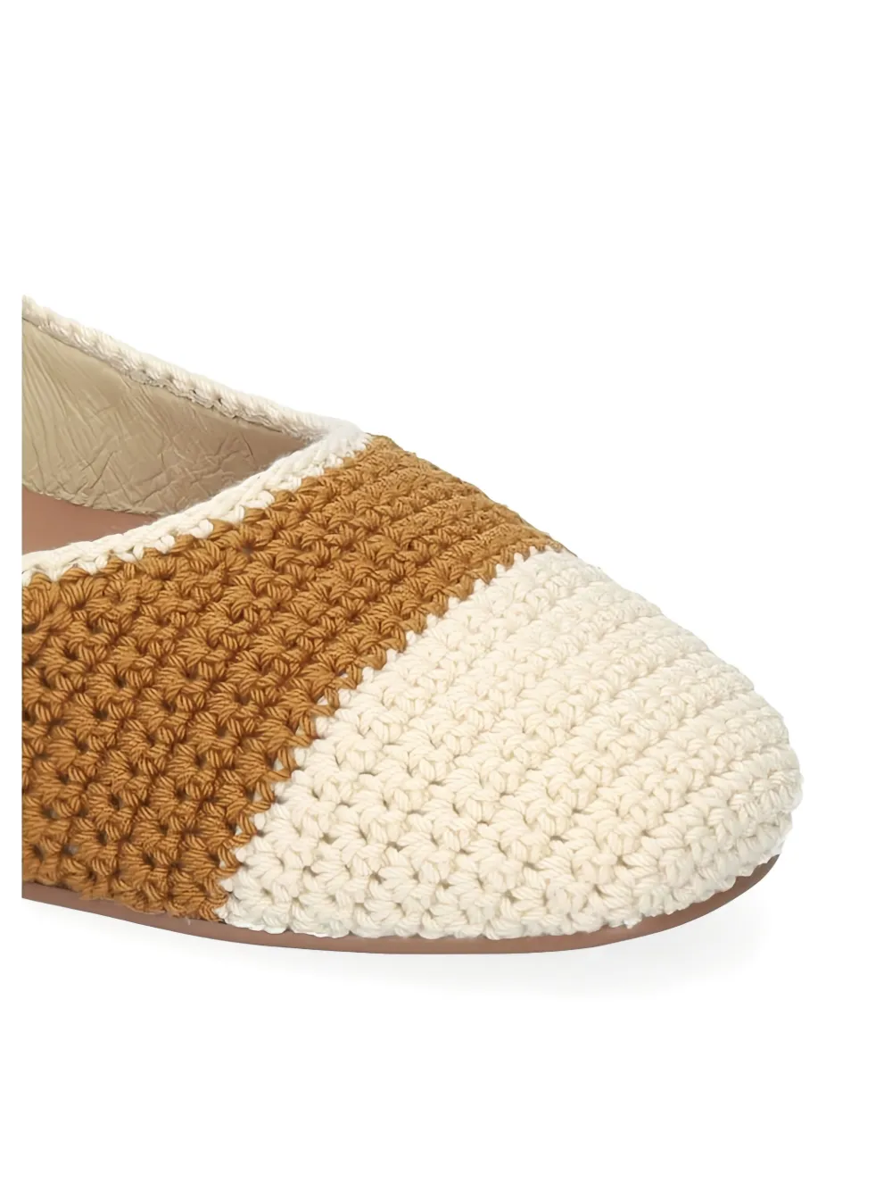 Bibi Lou Crochet Strap Ballet Flats In Brown
