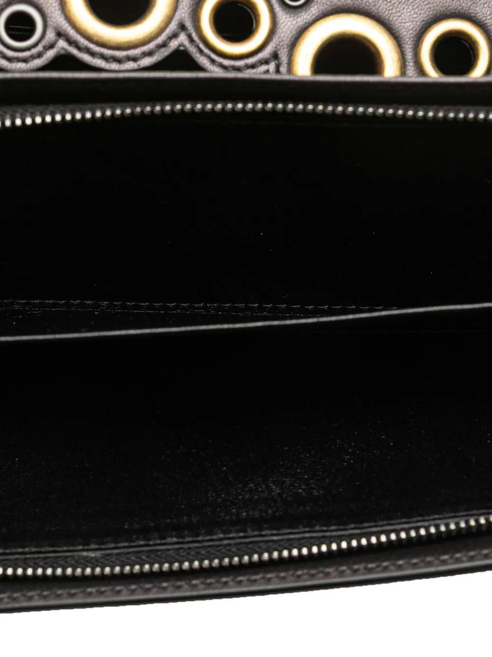 Pre-owned Bottega Veneta 2012-2025 Nappa Intrecciato Grommet Scalloped Edge Wallet Long Wallets In Black