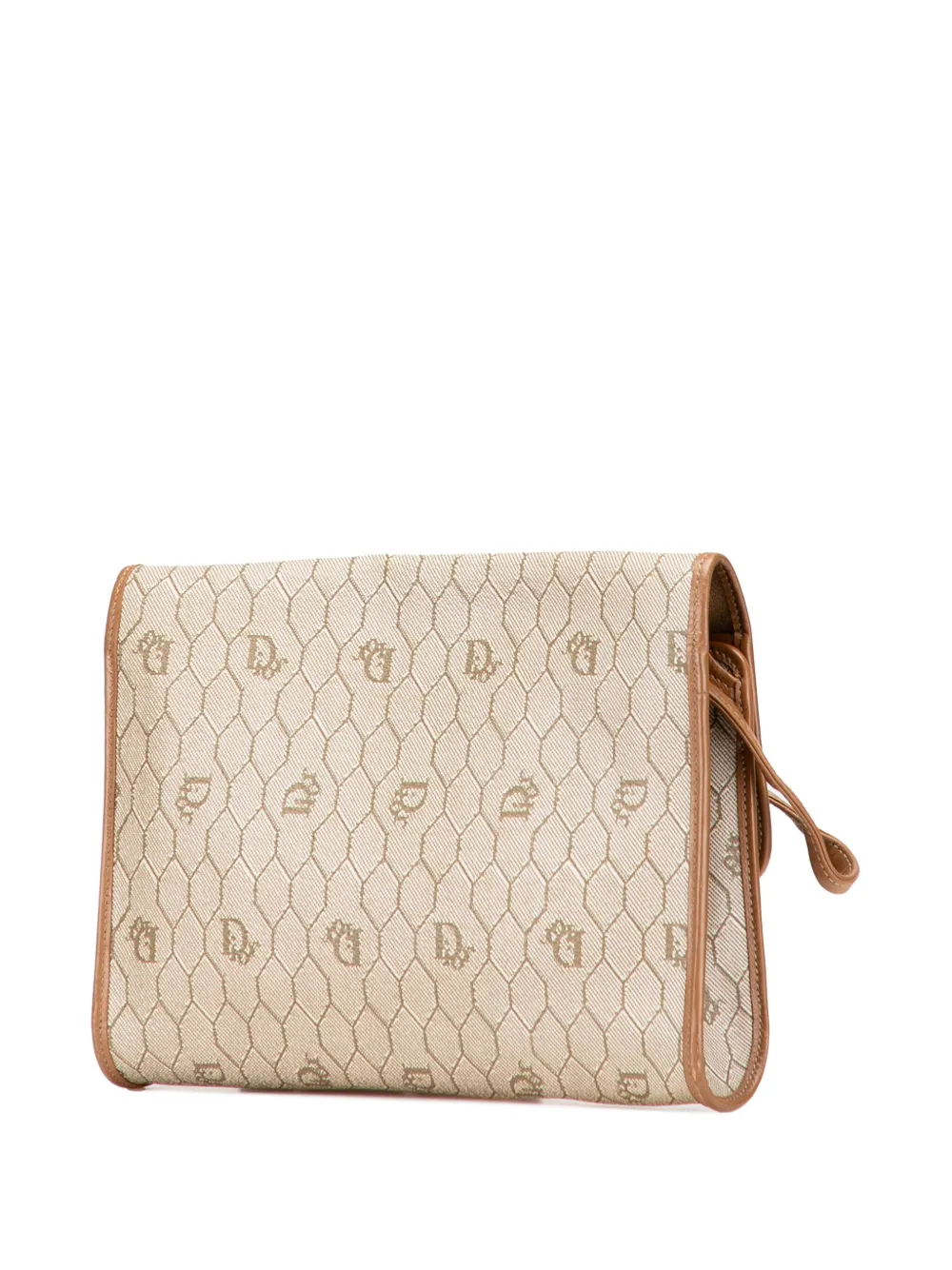 Pre-owned Dior 20th Century Honeycomb Coated Canvas Crossbody Bag In Brown