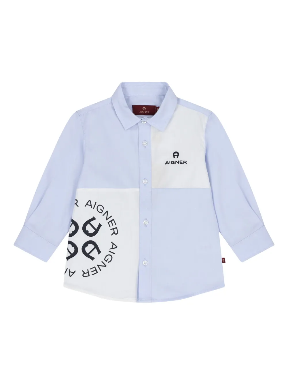 Aigner Kids logo-paneled shirt Blauw