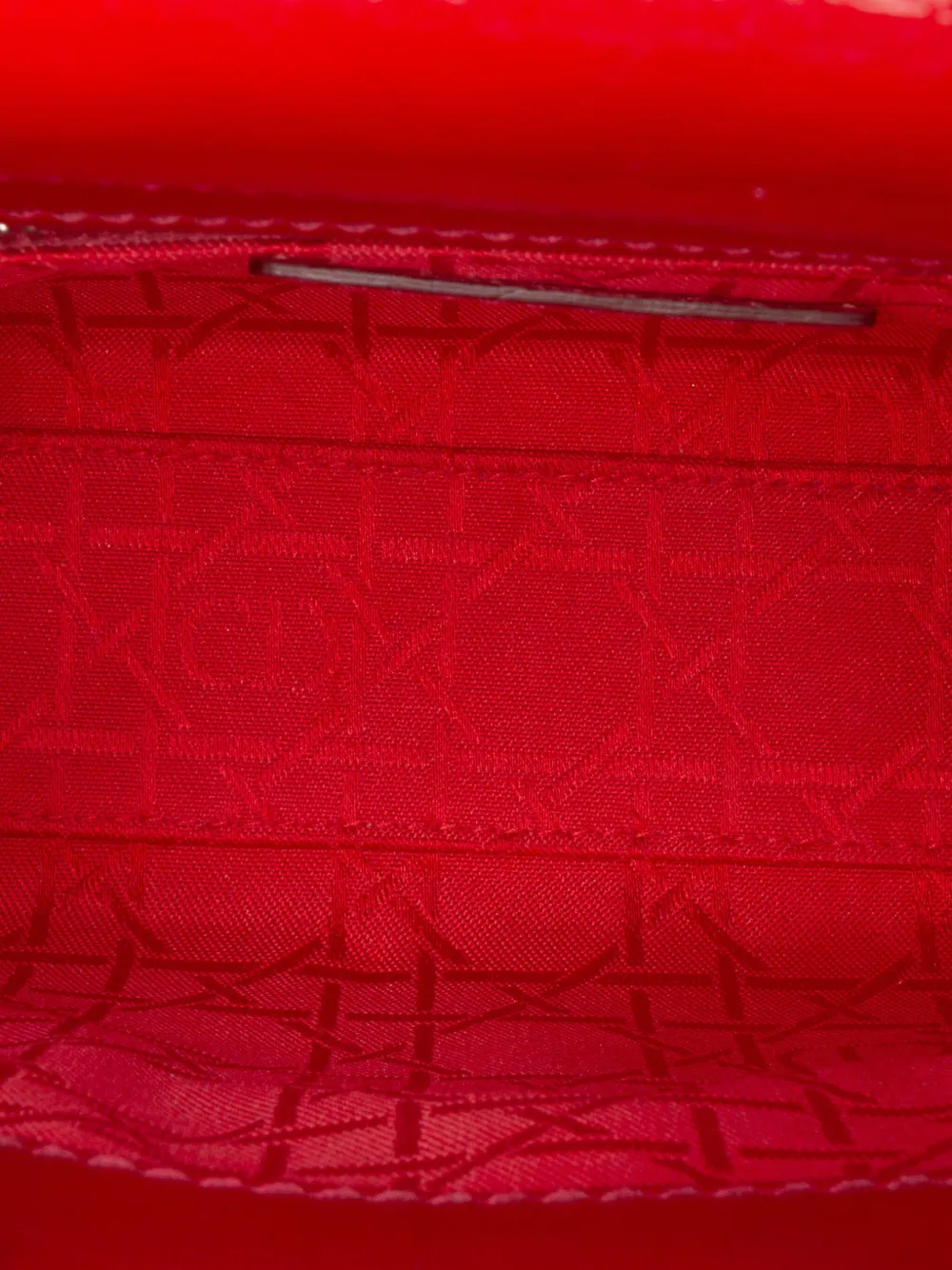 Pre-owned Dior 2014 Mini Patent Cannage Lady  Satchel In Red