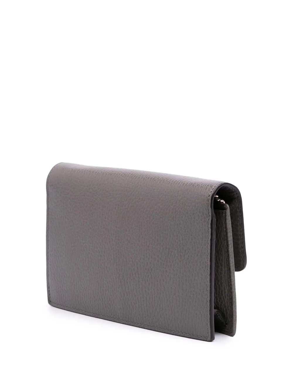 Pre-owned Gucci 2000-2015 Leather Interlocking G Dollar Wallet On Chain Crossbody Bag In Gray